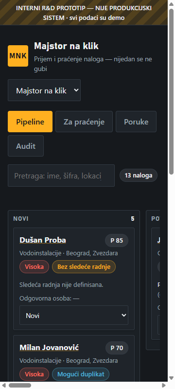 Lead 404: pregled prodajnih prilika na telefonu.