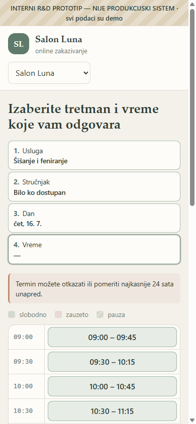 Termin 404: izbor termina na telefonu.