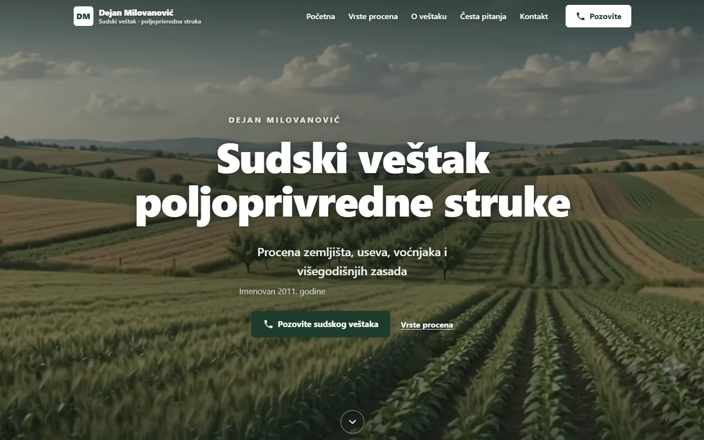 Sudski veštak za poljoprivredu — redizajnirana početna strana stručnog sajta