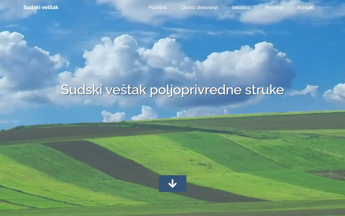 Prethodna verzija početne strane — generički šablon sa fotografijom neba i zelenog polja.