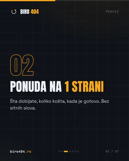 Korak 2: ponuda na jednoj strani, sa fiksnom cenom.