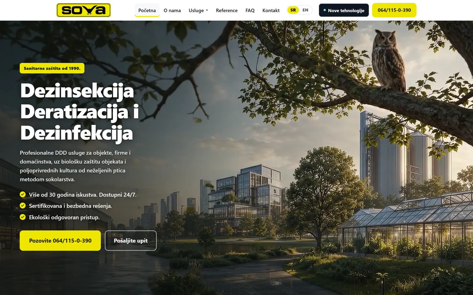 The home page of the new DDD SOVA website