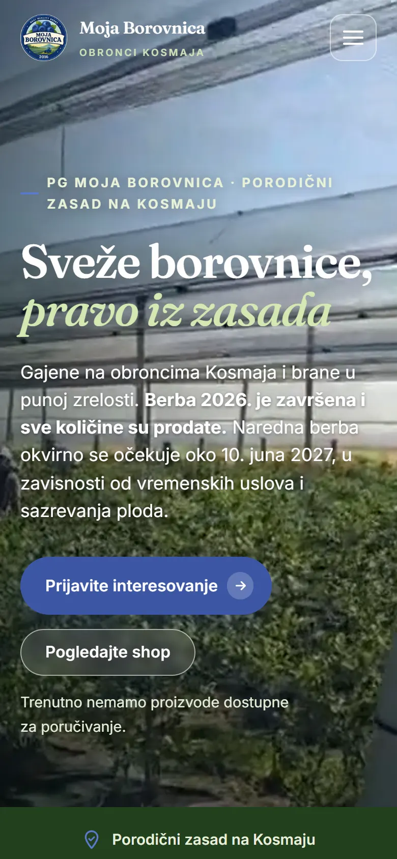 Moja Borovnica — le site d’une marque de producteur — sur téléphone