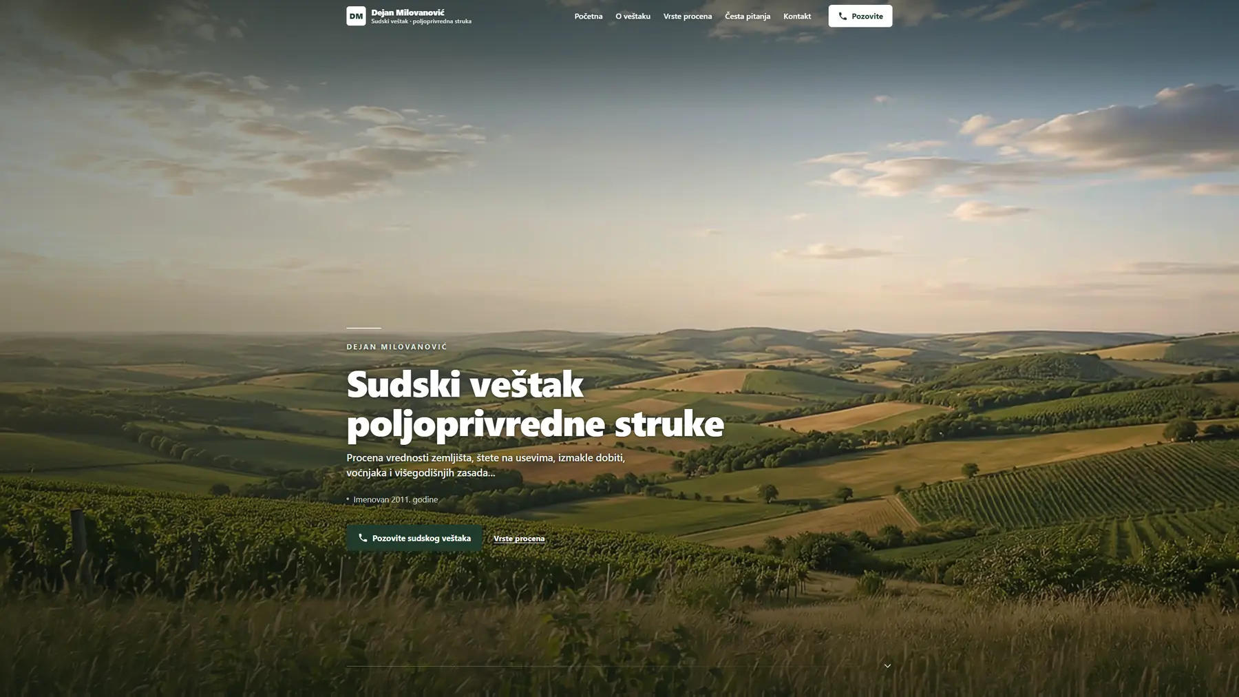 The redesigned website of an agricultural expert witness on a 27-inch screen