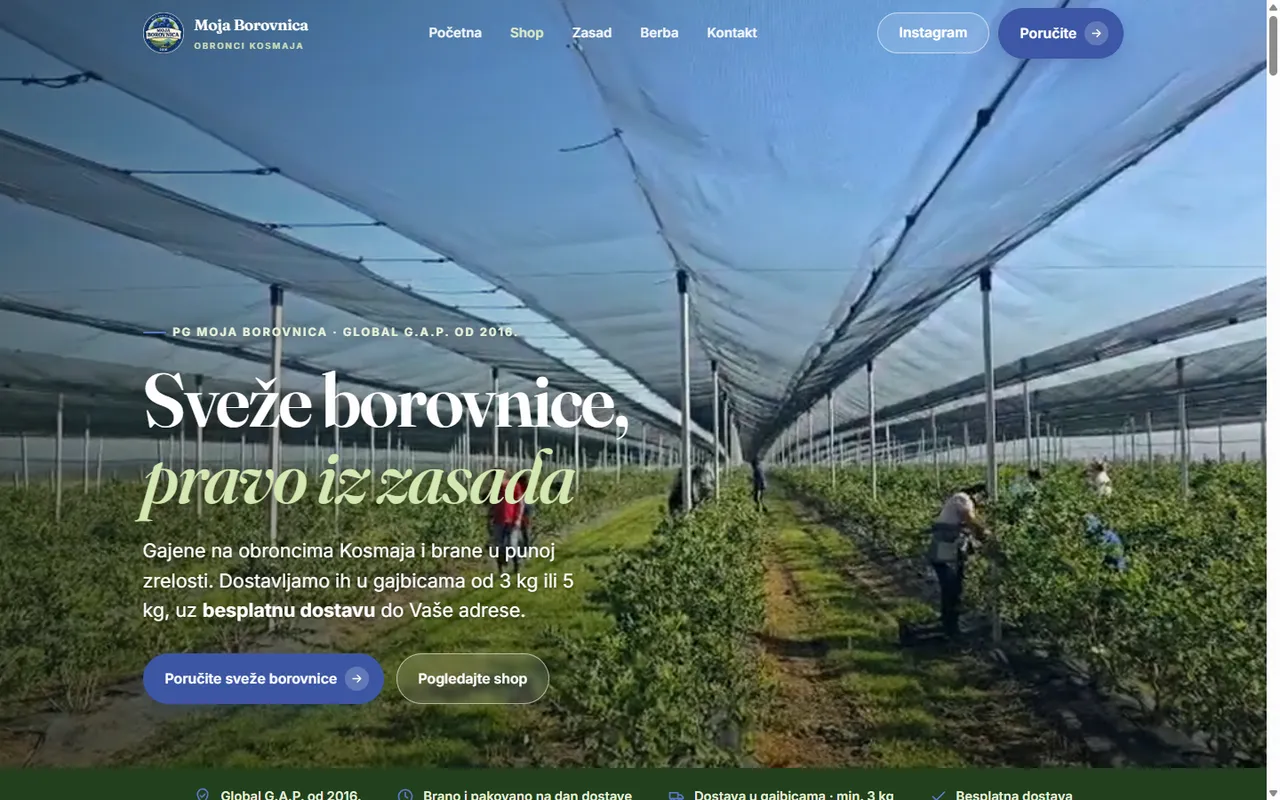 Moja Borovnica — proizvod prikazan poželjno i jasno